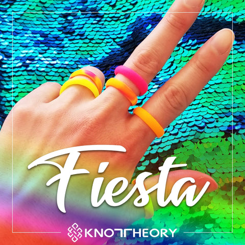 Fiesta - Rainbow Neon Silicone Rings in Vibrant Colours