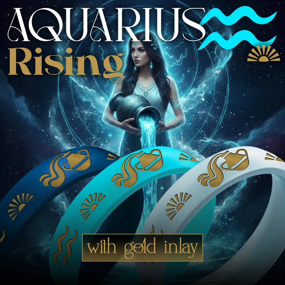 Aquarius Rising Silicone Ring with Gold Inlay