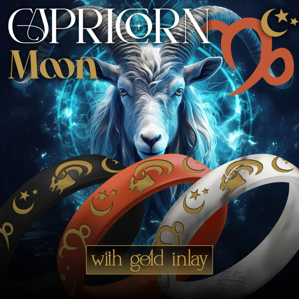 Capricorn Moon Silicone Ring with Gold Inlay