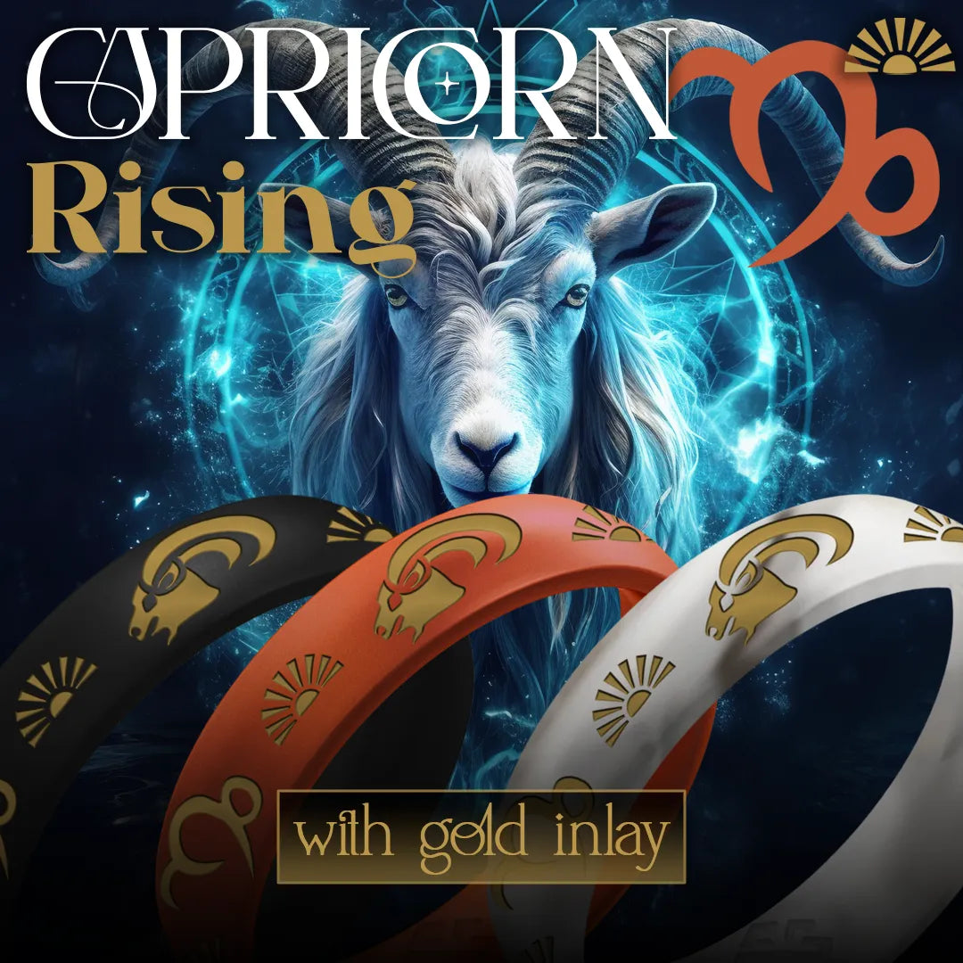 Capricorn Rising Silicone Ring with Gold Inlay
