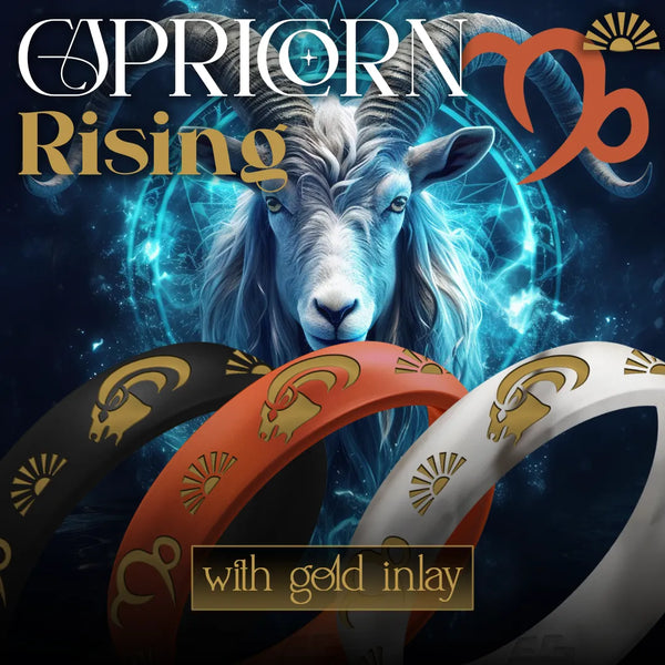 Capricorn Rising Silicone Ring with Gold Inlay