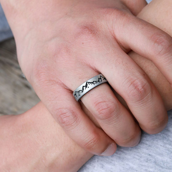Mountain Silicone Ring - Engraved Dual Layer 6mm