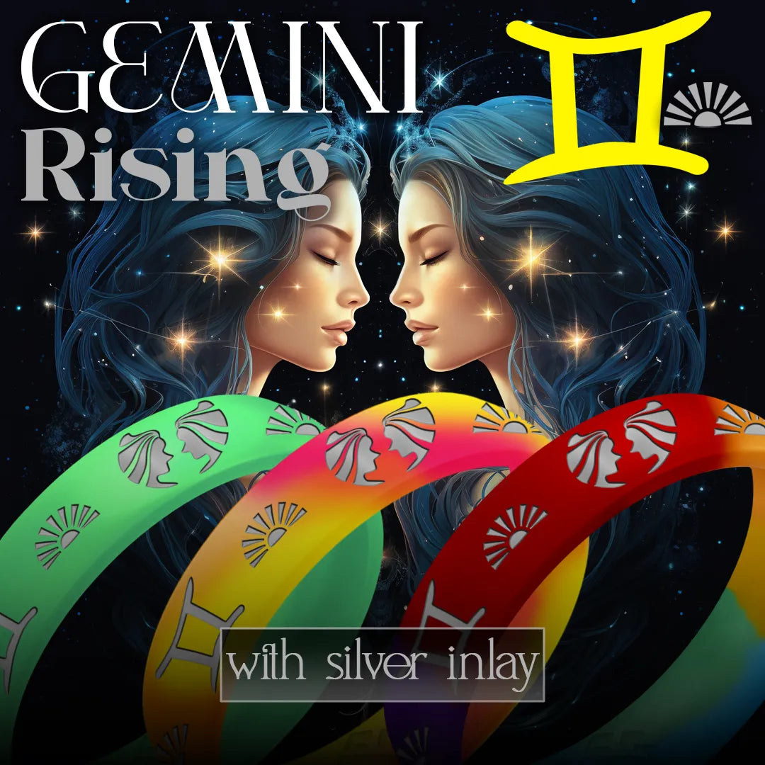 Gemini Rising Silicone Ring with Silver Inlay
