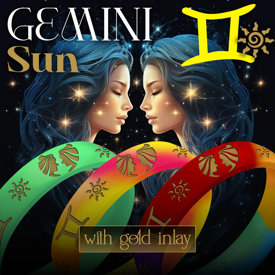 Gemini Sun Silicone Ring with Gold Inlay
