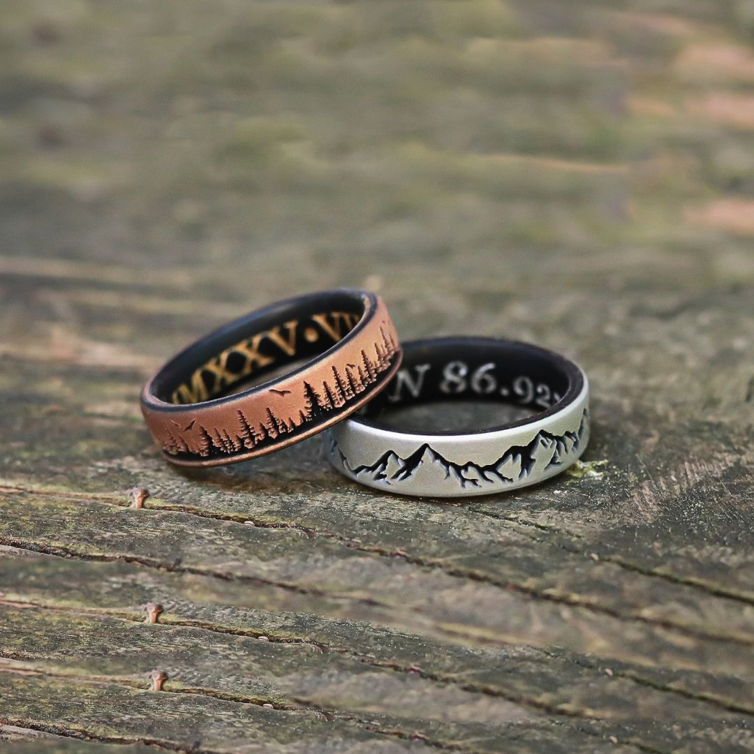 Forest Silicone Ring - Engraved Dual Layer