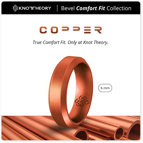 Copper Bevel Edge Breathable Silicone Ring for Men