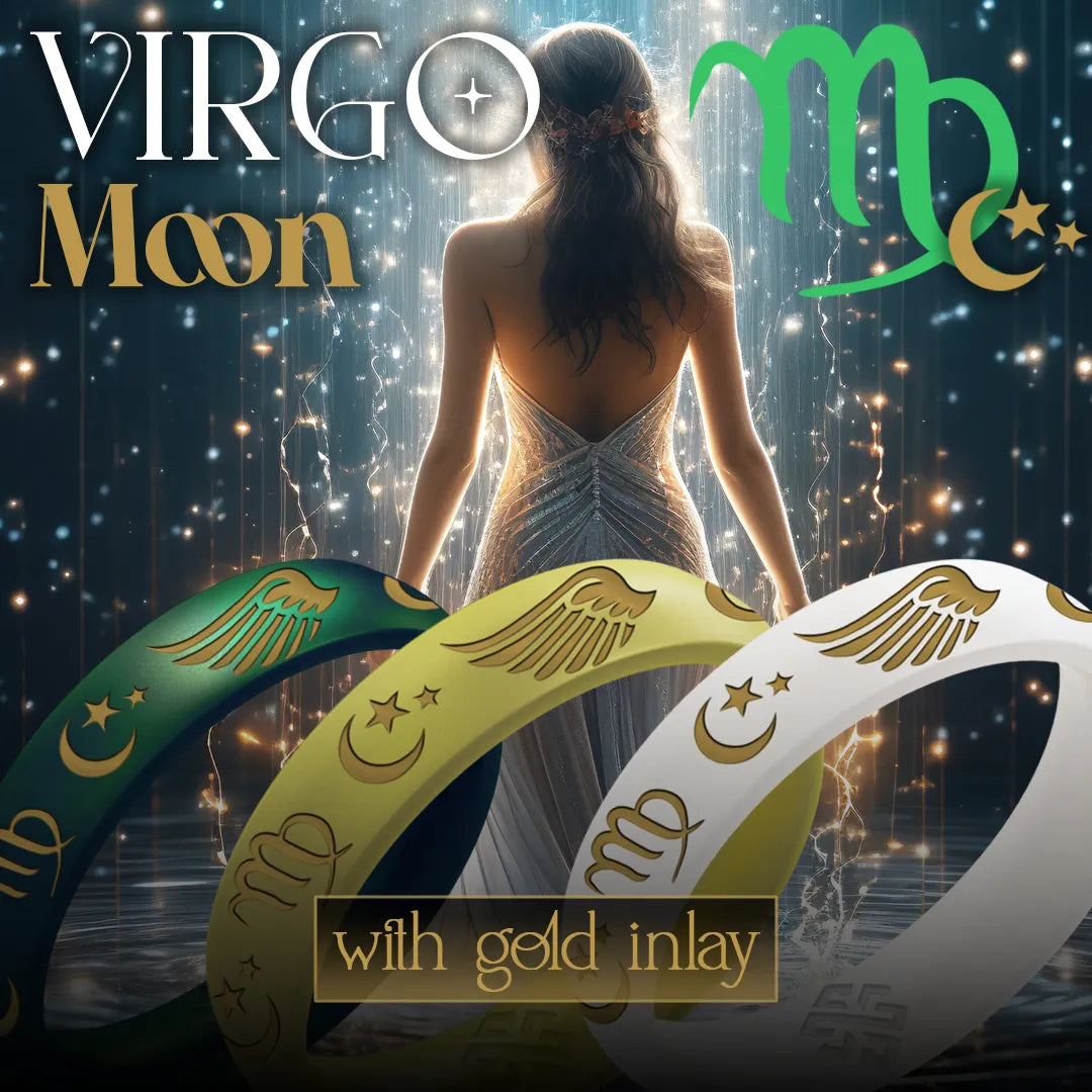 Virgo Moon Silicone Ring with Gold Inlay