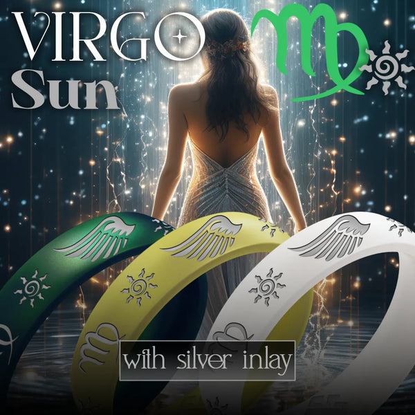 Virgo Sun Silicone Ring with Silver Inlay
