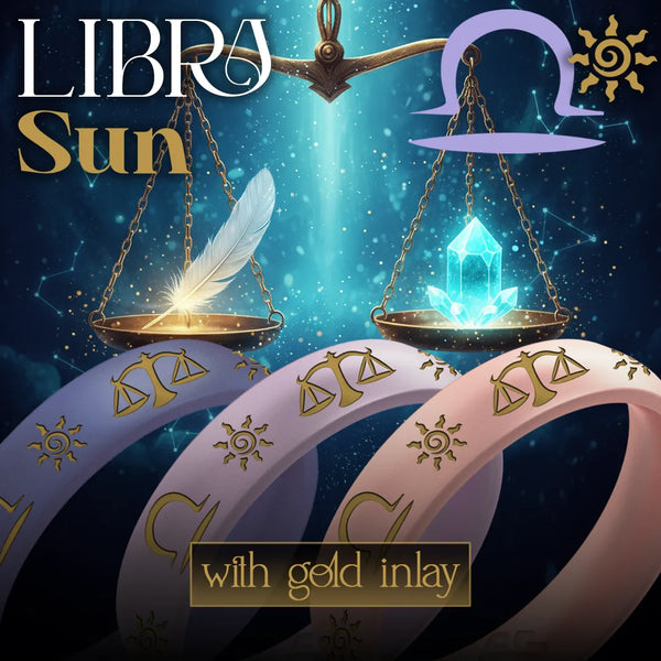 Libra Sun Silicone Ring with Gold Inlay