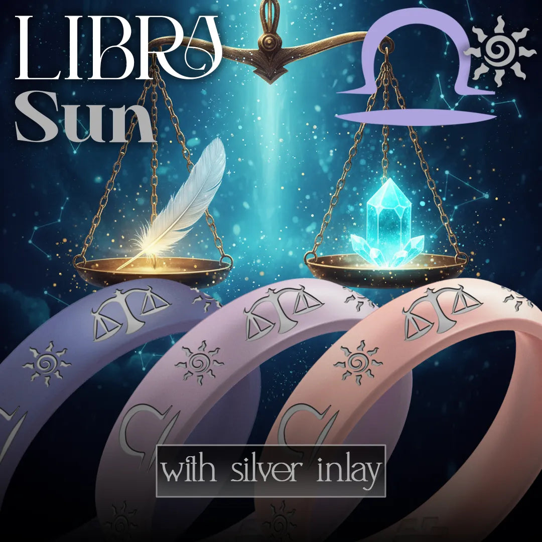 Libra Sun Silicone Ring with Silver Inlay