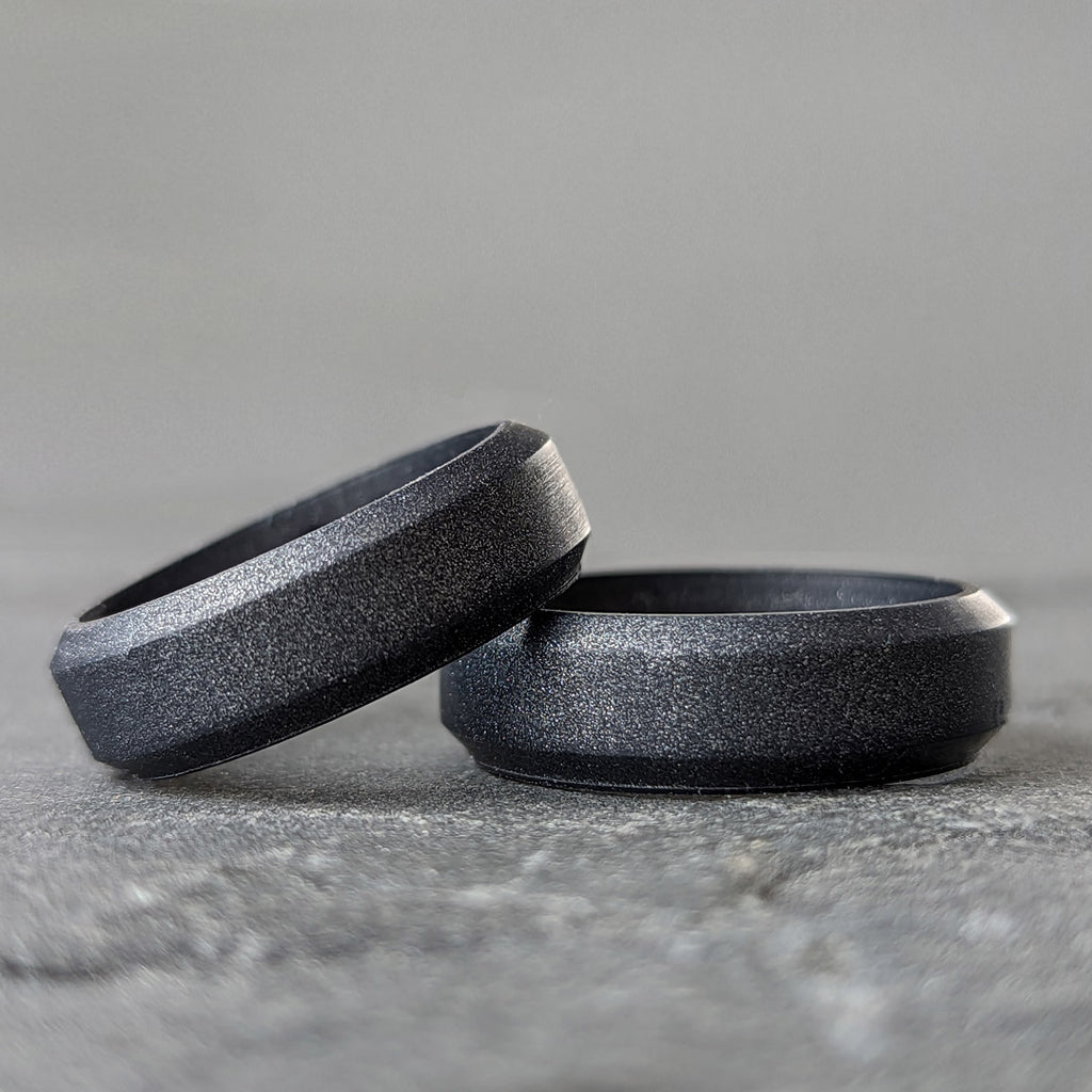 Black Bevel Edge Breathable Silicone Wedding Ring For Men and Women