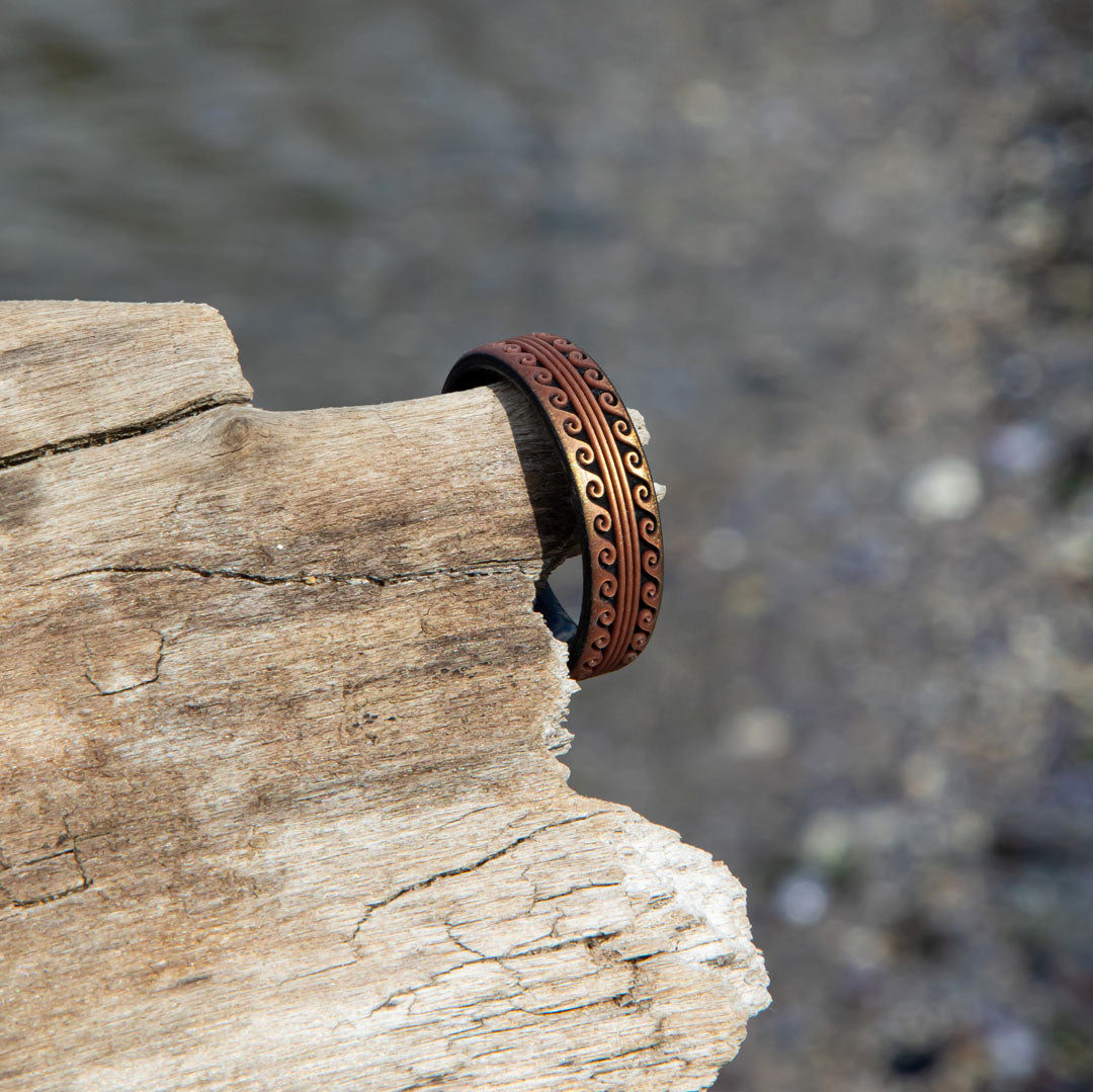 Warrior of Serenity -  Big Waves Silicone Ring - Engraved Dual Layer