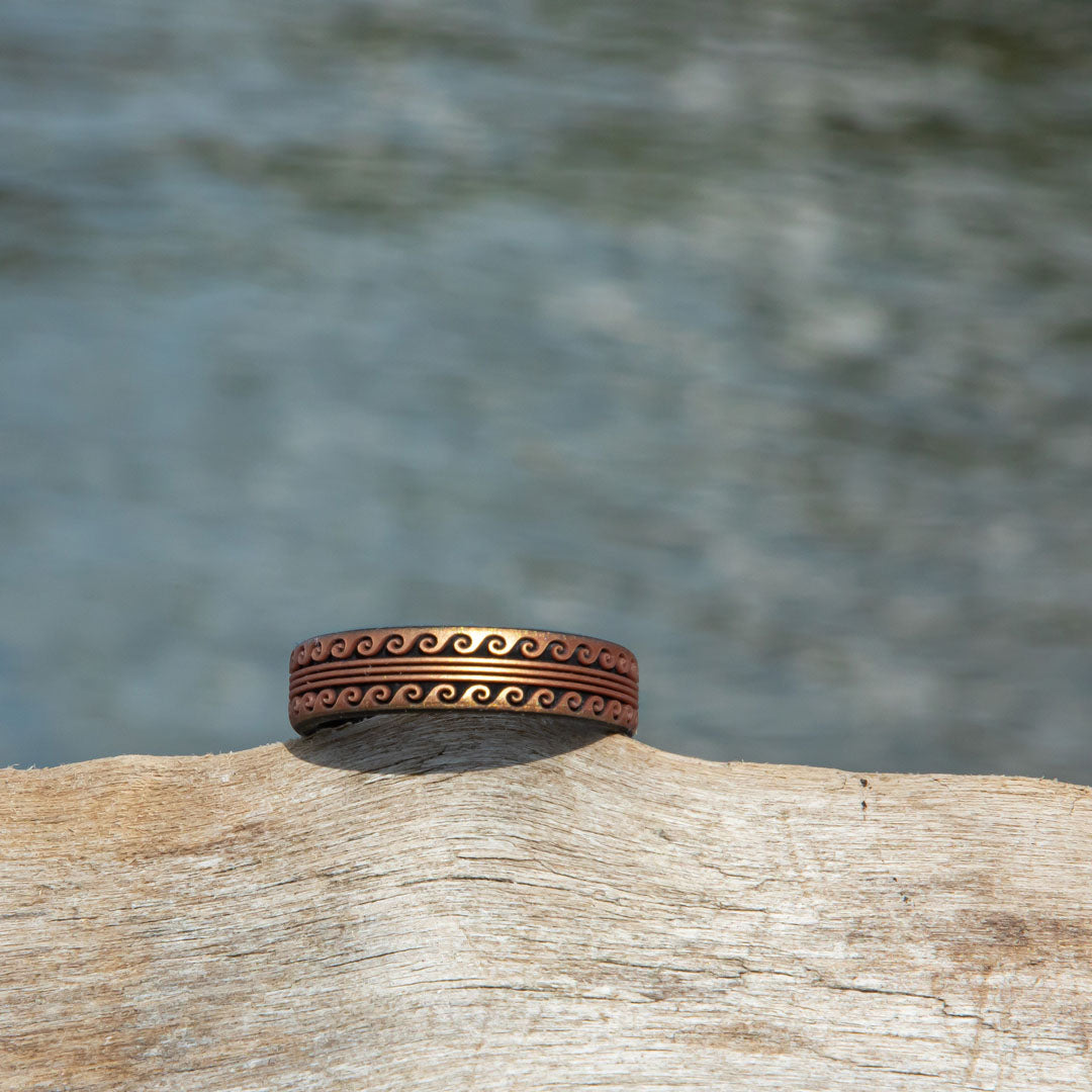 Warrior of Serenity -  Big Waves Silicone Ring - Engraved Dual Layer