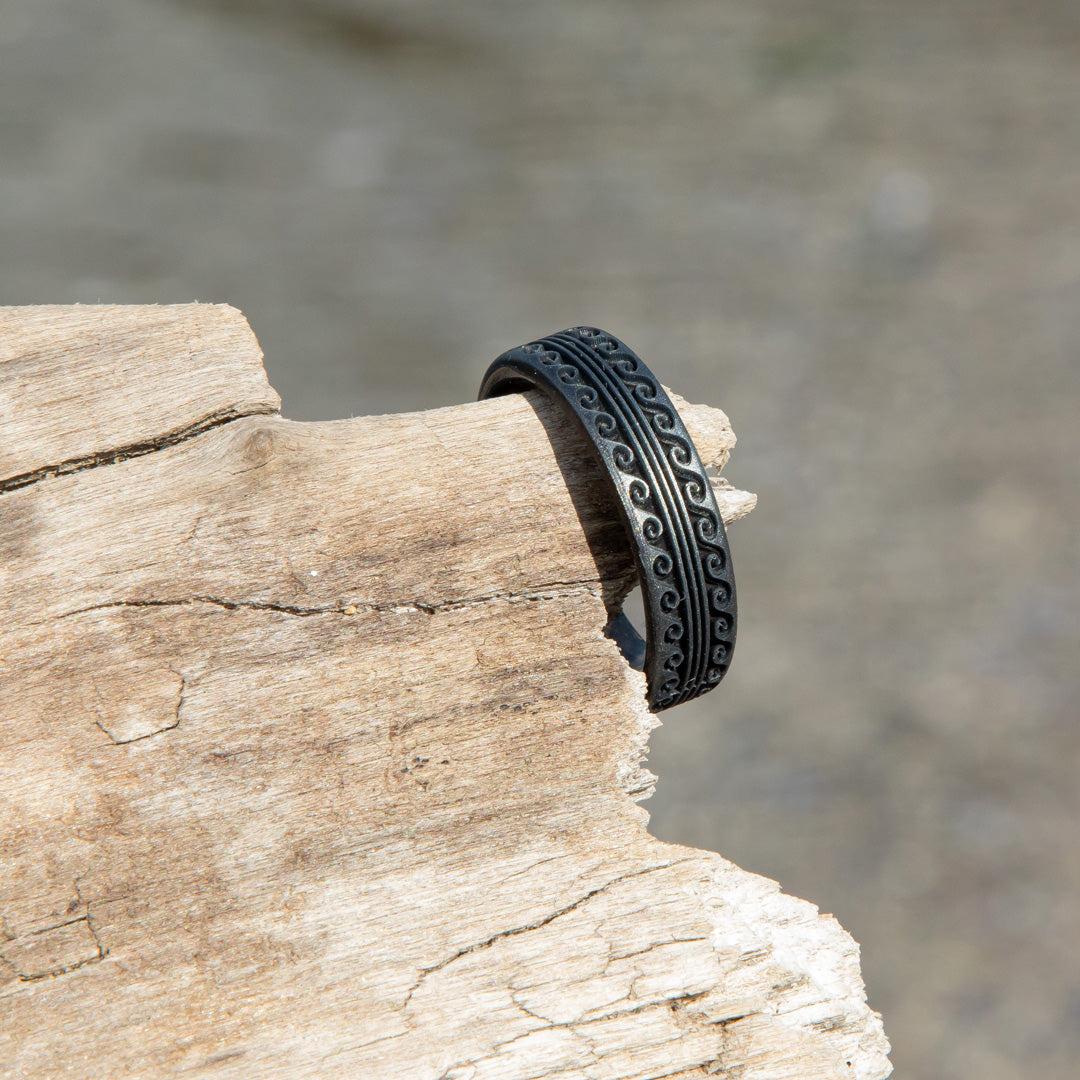 Warrior of Serenity - Big Waves Silicone Ring - Engraved Dual Layer