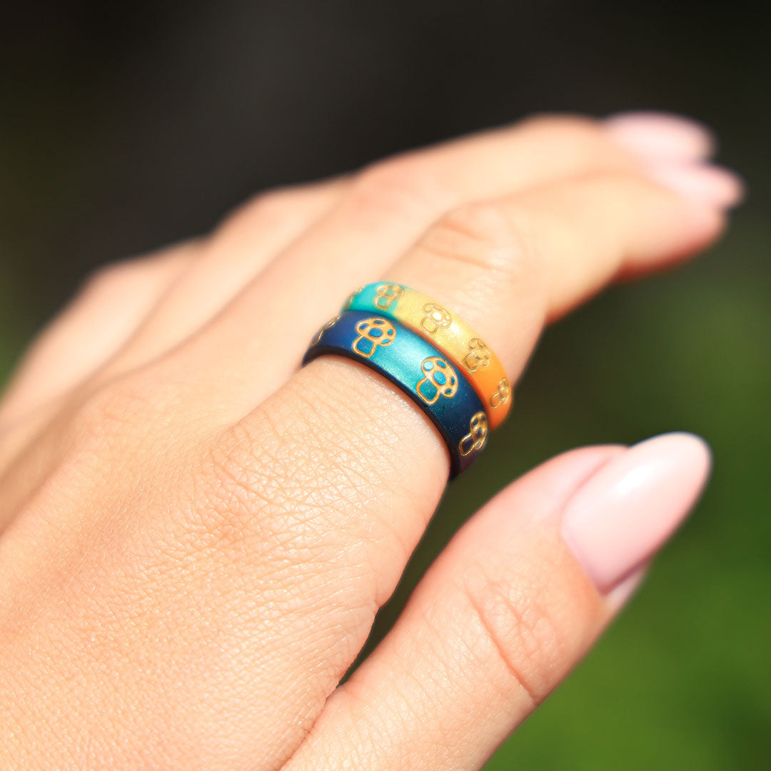 Gold Mushroom Silicone Ring on Arc 6mm