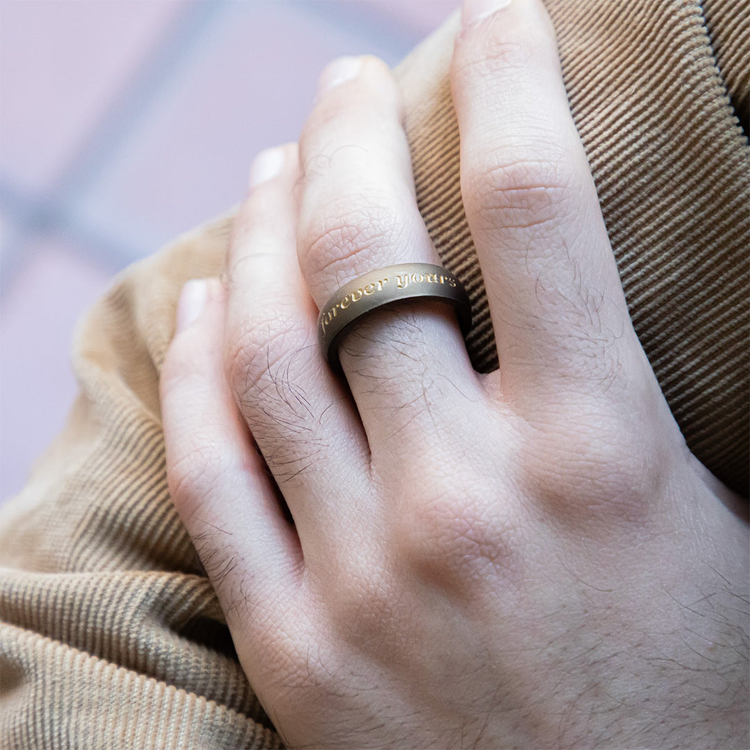 Custom Engraved Silicone Rings in Dark Silver and More Colours