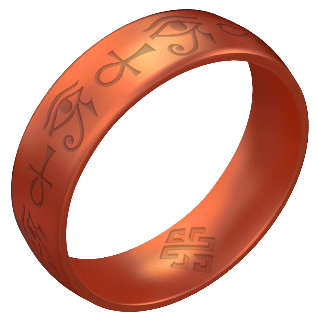 Eye of Horus & Ankh Silicone Ring on Arc 6mm