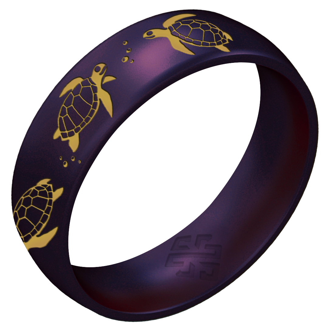 Gold Sea Turtles Silicone Ring on Arc 6mm
