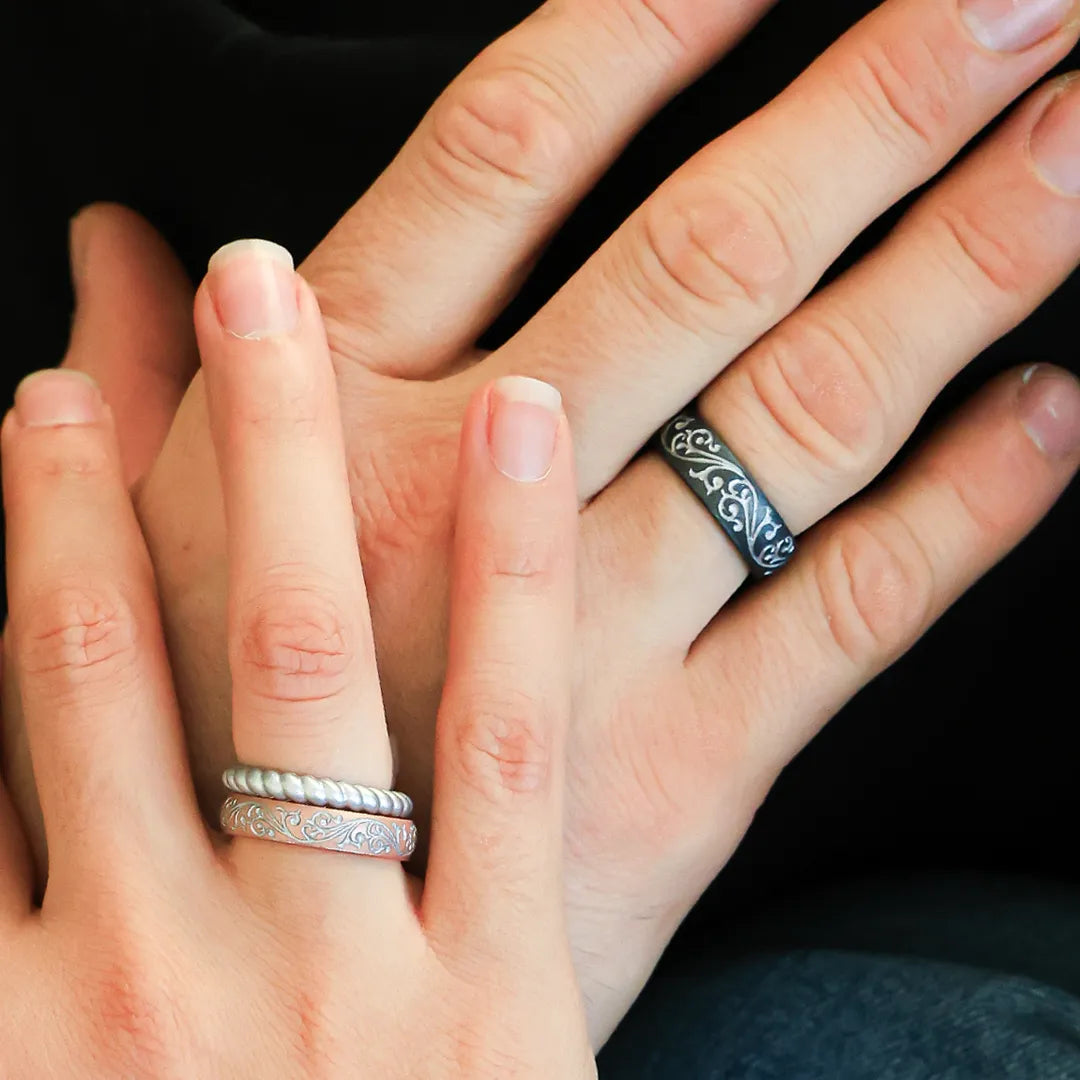 Silver Filigree Silicone Ring on Arc 6mm