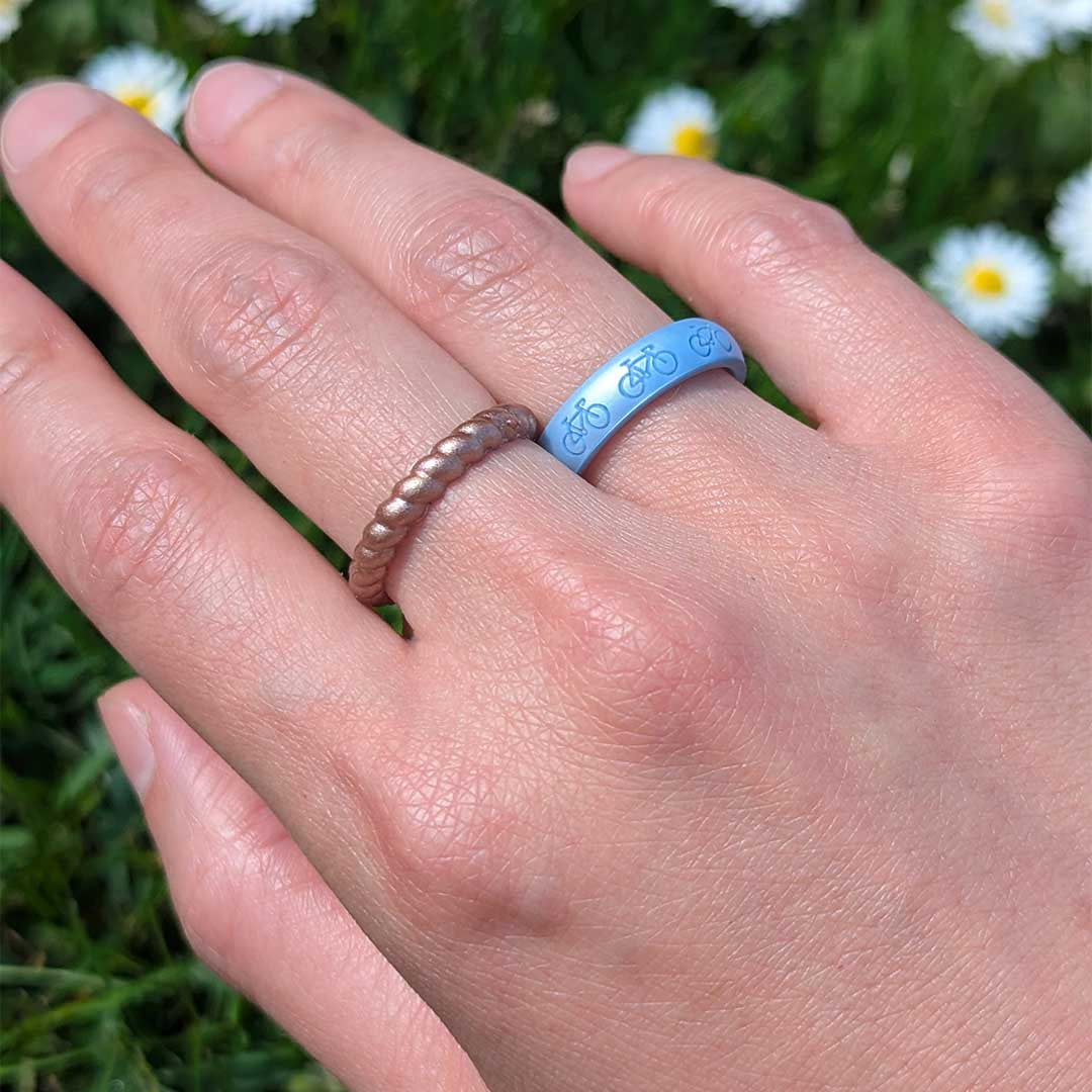 Gold Bicycle Silicone Ring on Arc 4mm