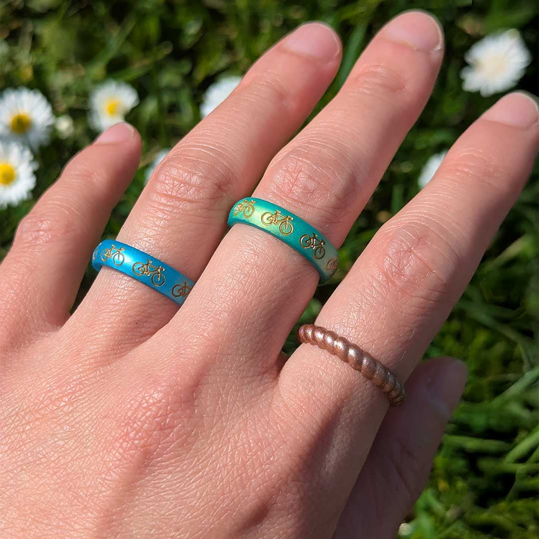 Gold Bicycle Silicone Ring on Arc 4mm