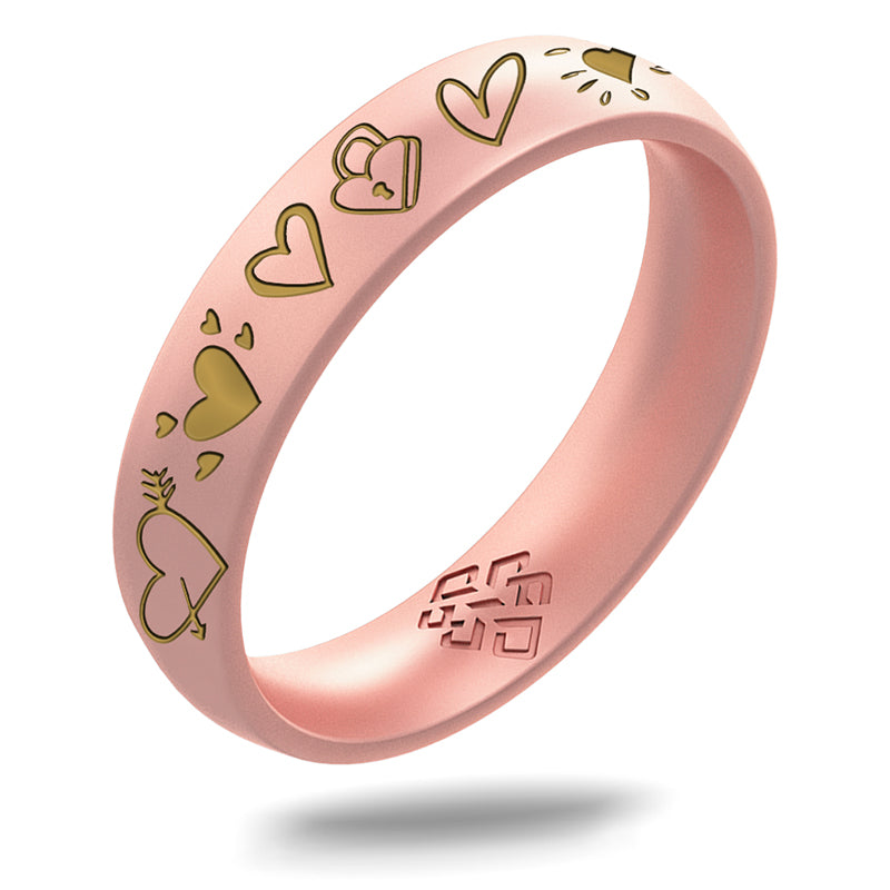 Gold 12 Hearts Silicone Ring on Arc 4mm