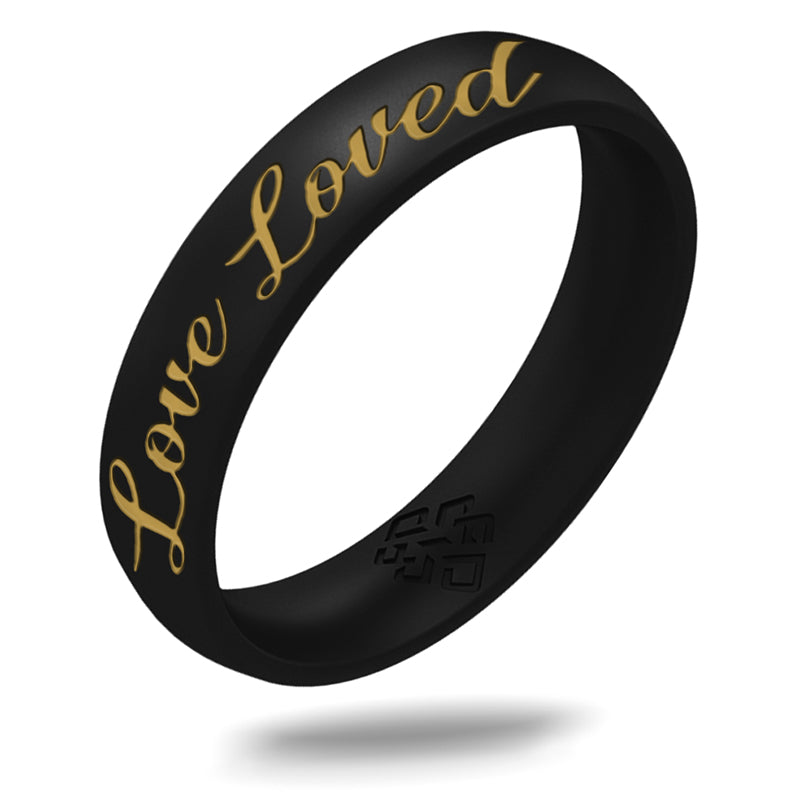 Gold You're Loved Silicone Ring on Arc 4mm