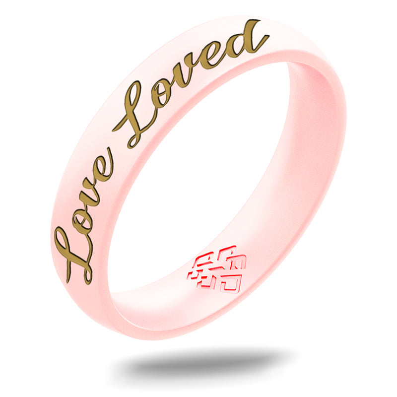 Gold You're Loved Silicone Ring on Arc 4mm