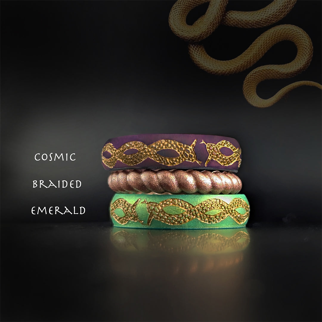 Gold Snakes Silicone Ring on Arc 4mm