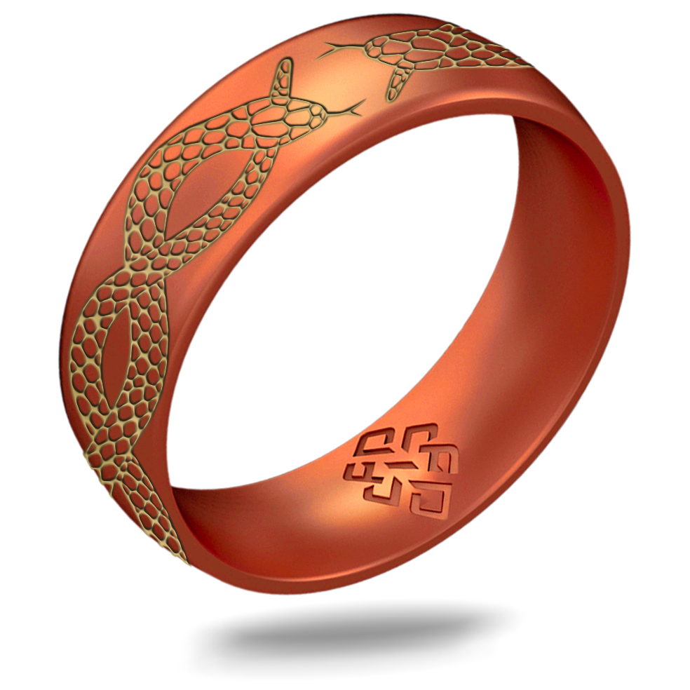 Gold Snakes Silicone Ring - Arc 6mm Engraved
