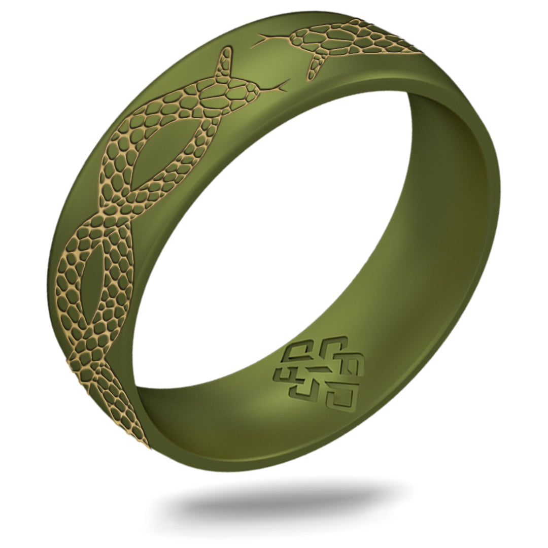 Gold Snakes Silicone Ring - Arc 6mm Engraved