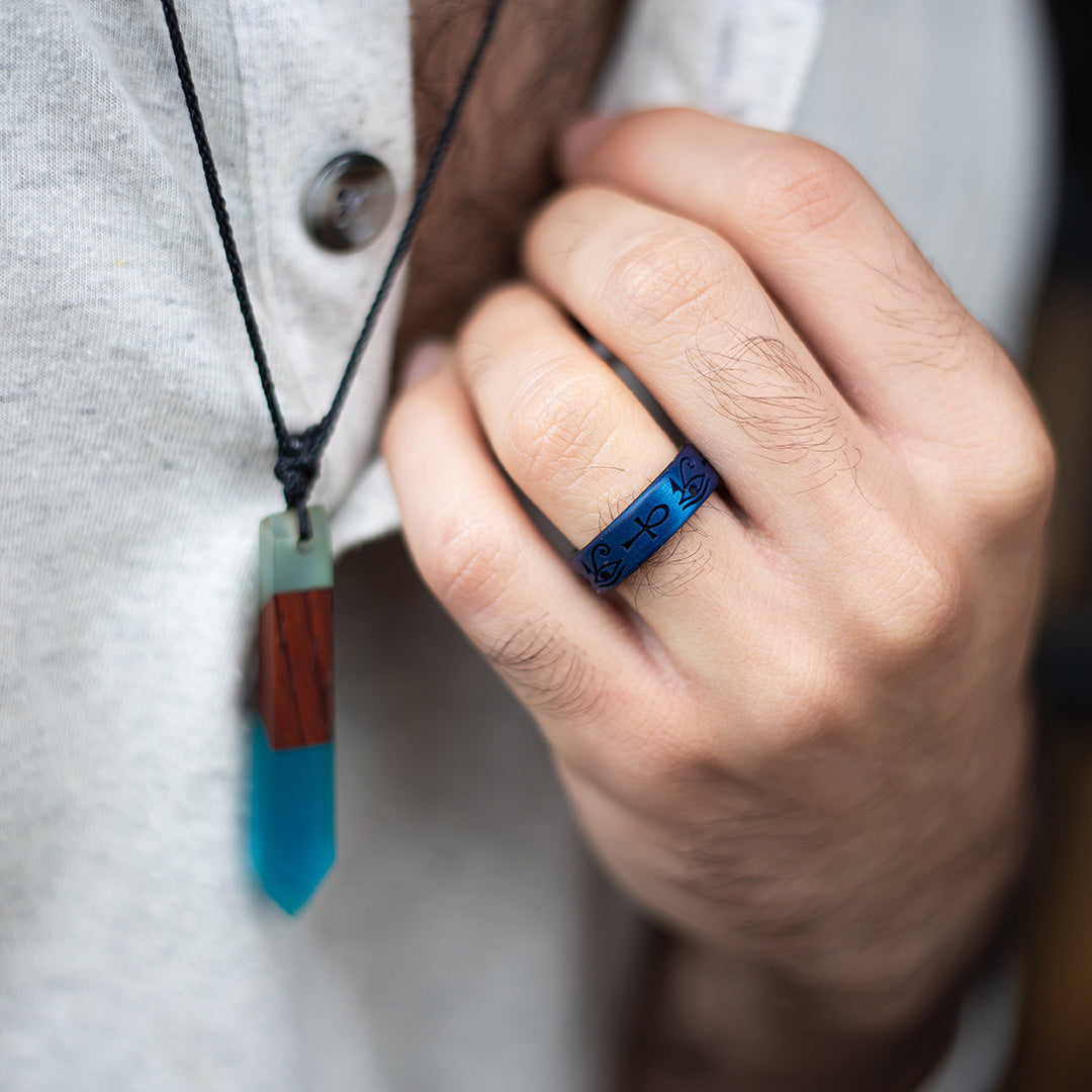 Eye of Horus & Ankh Silicone Ring on Dual Layer 6mm