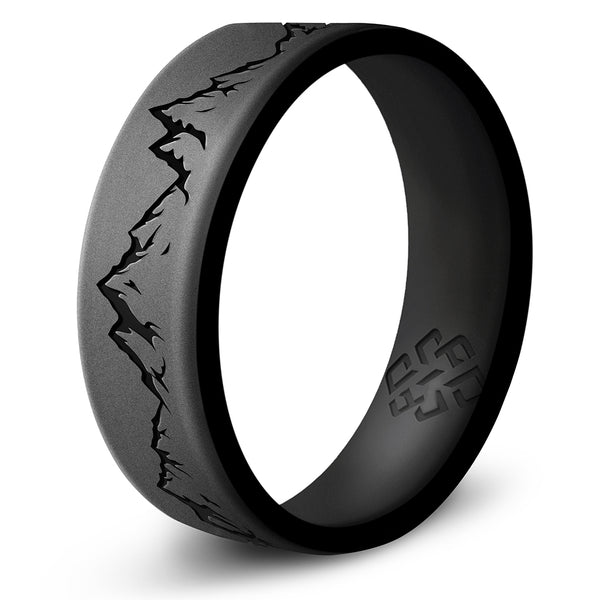 Mountain Silicone Ring - Engraved Dual Layer