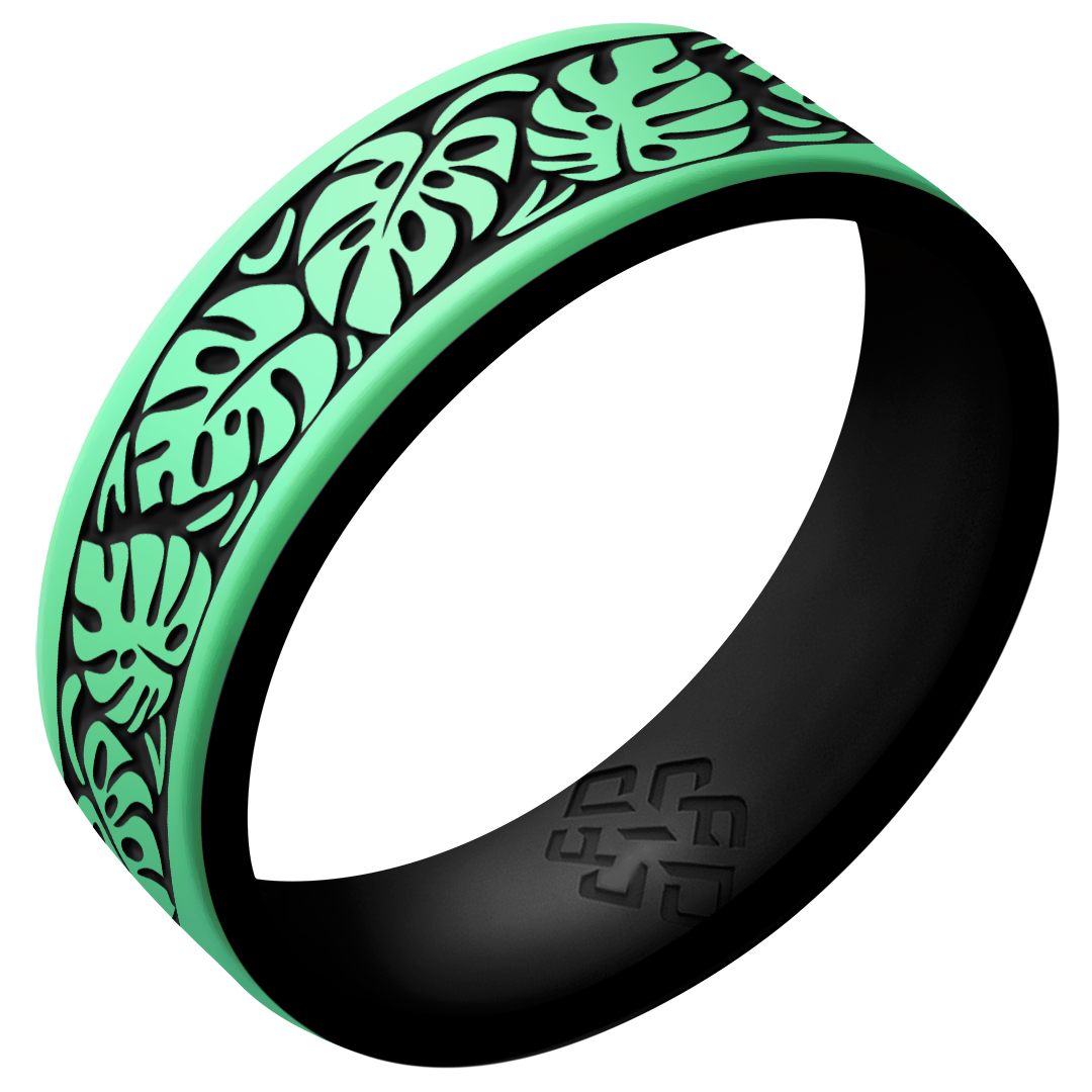 Monstera Silicone Ring on Dual Layer 6mm