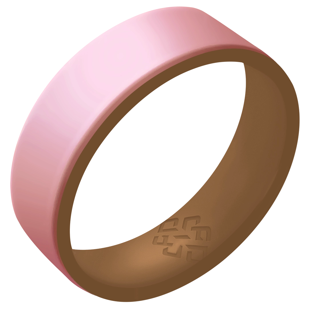 Blush Pink on Gold Dual Layer Breathable Silicone Ring 6mm