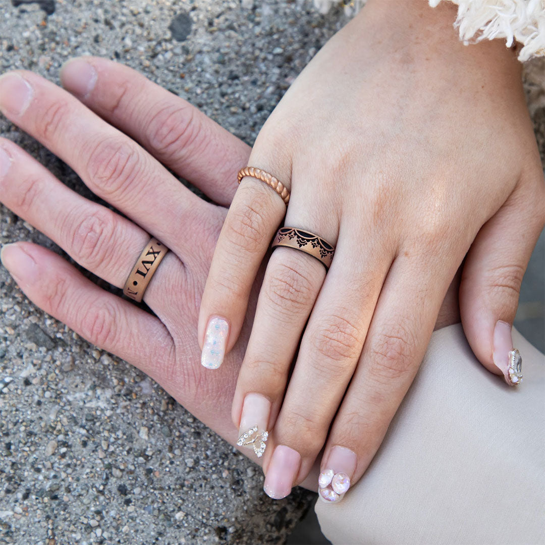 Dual Layer Silicone Ring Custom Engraved - Initials, Wedding Date, and More in 6mm