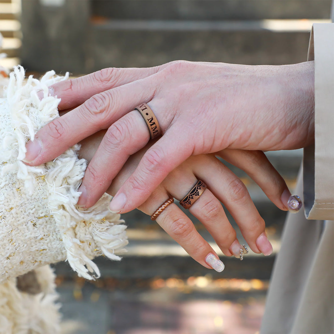 Dual Layer Silicone Ring Custom Engraved - Initials, Wedding Date, and More in 6mm