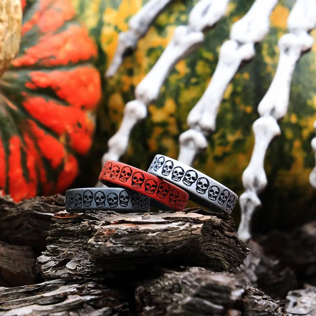 Skulls Silicone Rings - Engraved Dual Layer Band
