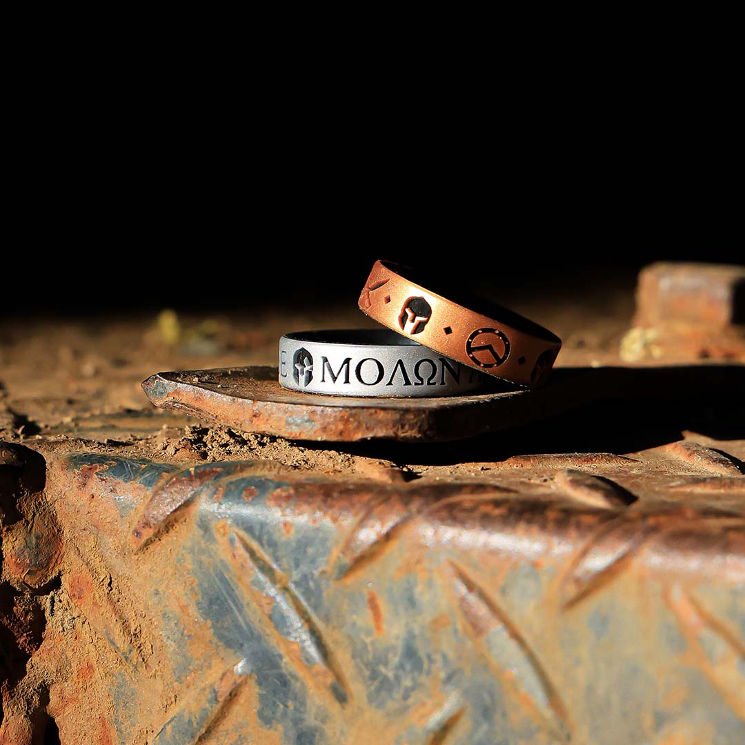 Spartan Warrior Silicone Ring - Engraved Dual Layer