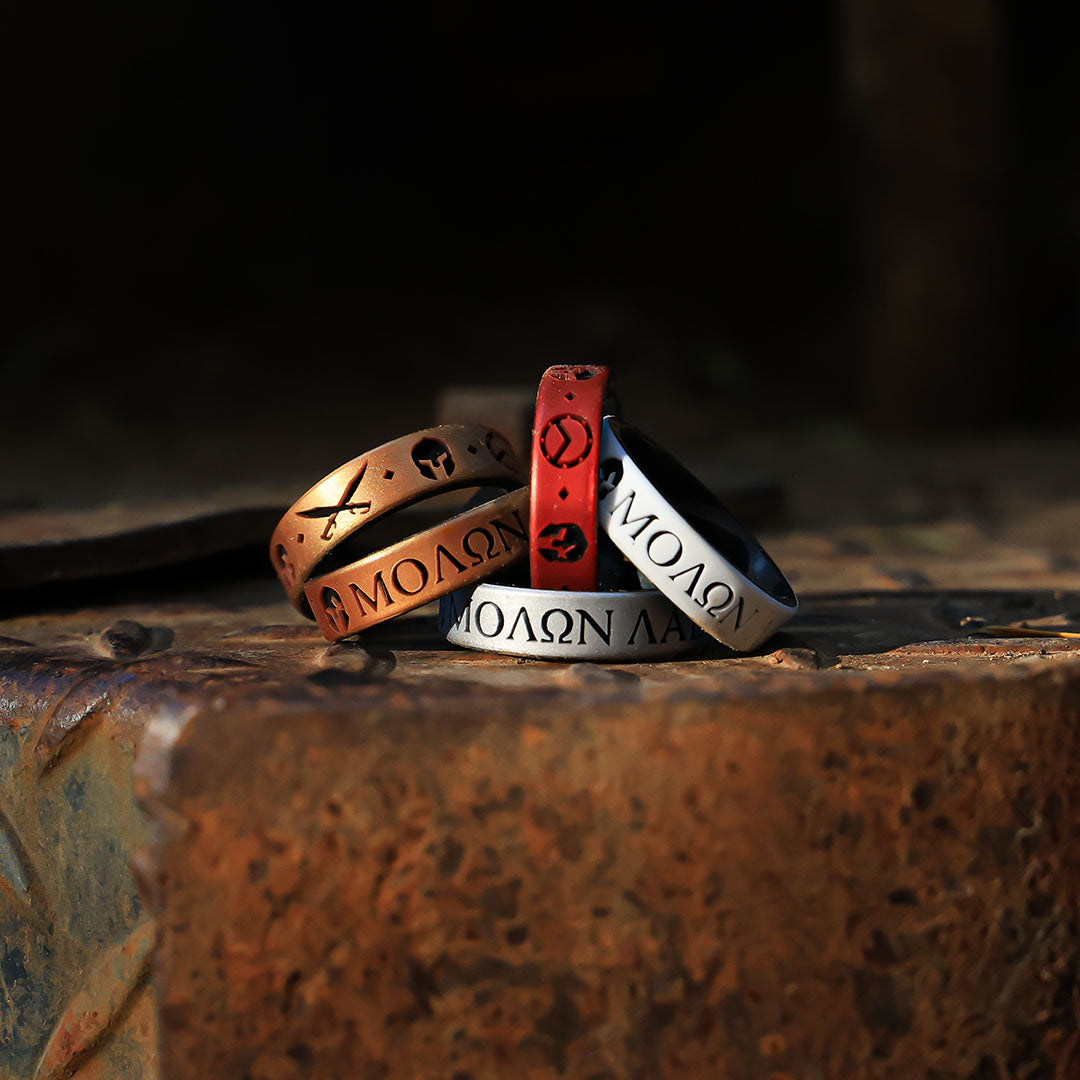 Spartan Warrior Silicone Ring - Engraved Dual Layer