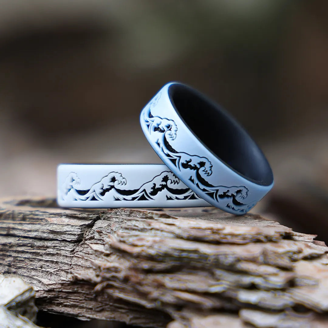 Waves Silicone Ring on Dual Layer 6mm