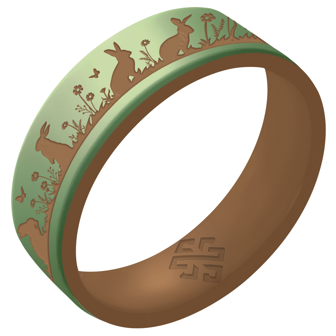 Bunnies Silicone Ring on Gold Dual Layer 6mm