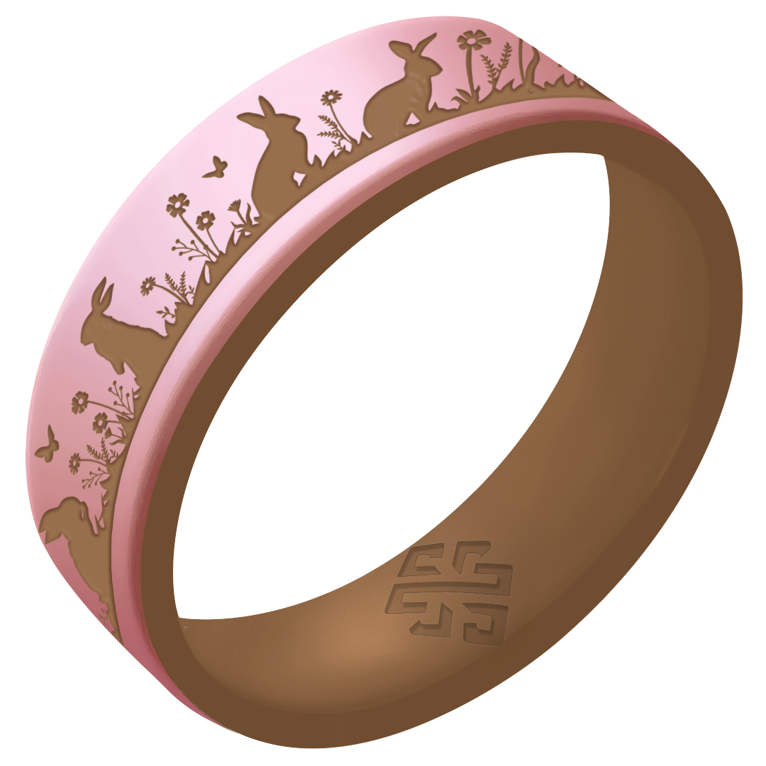 Bunnies Silicone Ring on Gold Dual Layer 6mm