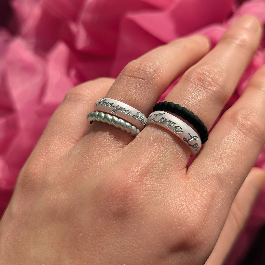 Silver You're Loved Silicone Ring on Arc 4mm