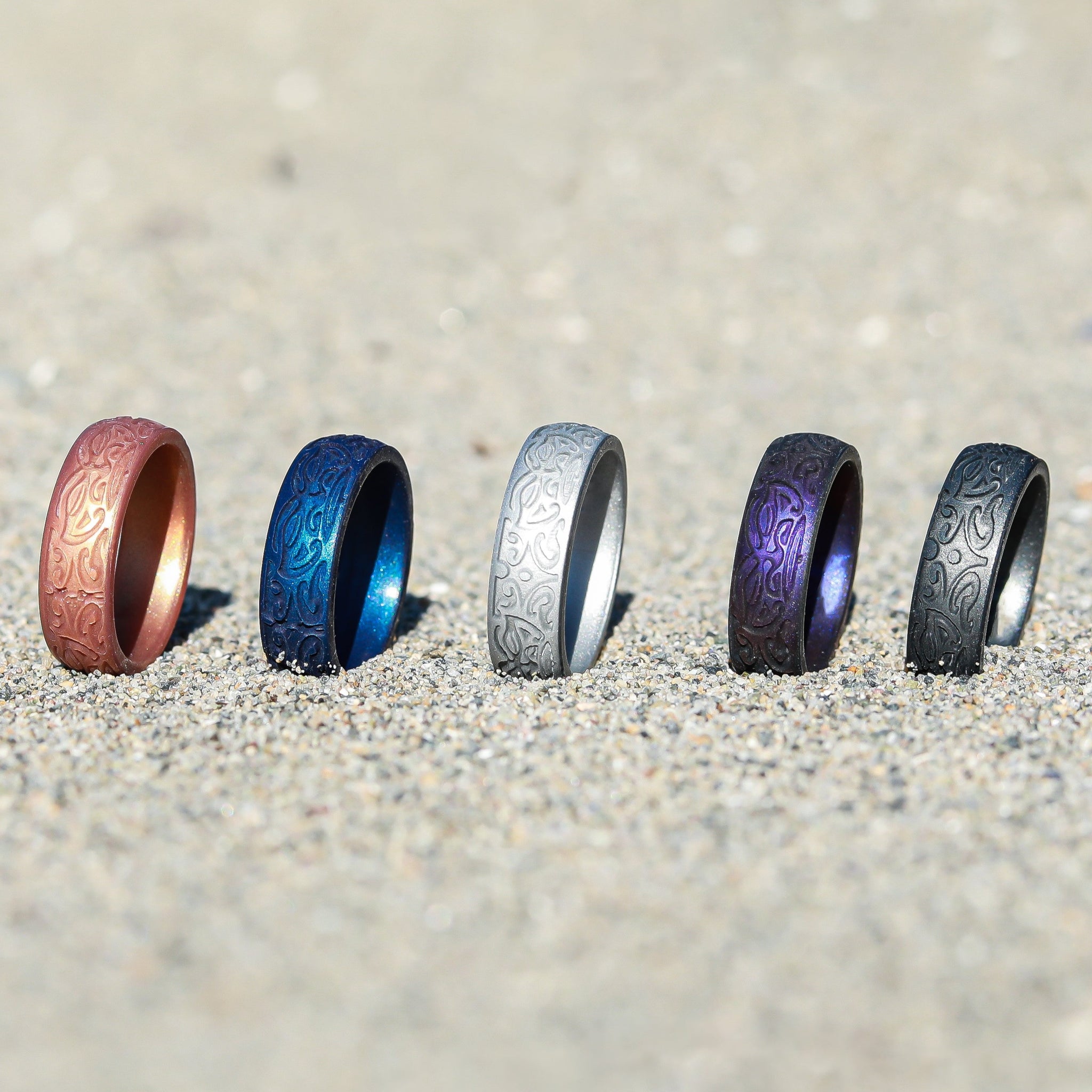 Warrior of Wisdom - Tiki God Silicone Ring - Engraved Arc 6mm