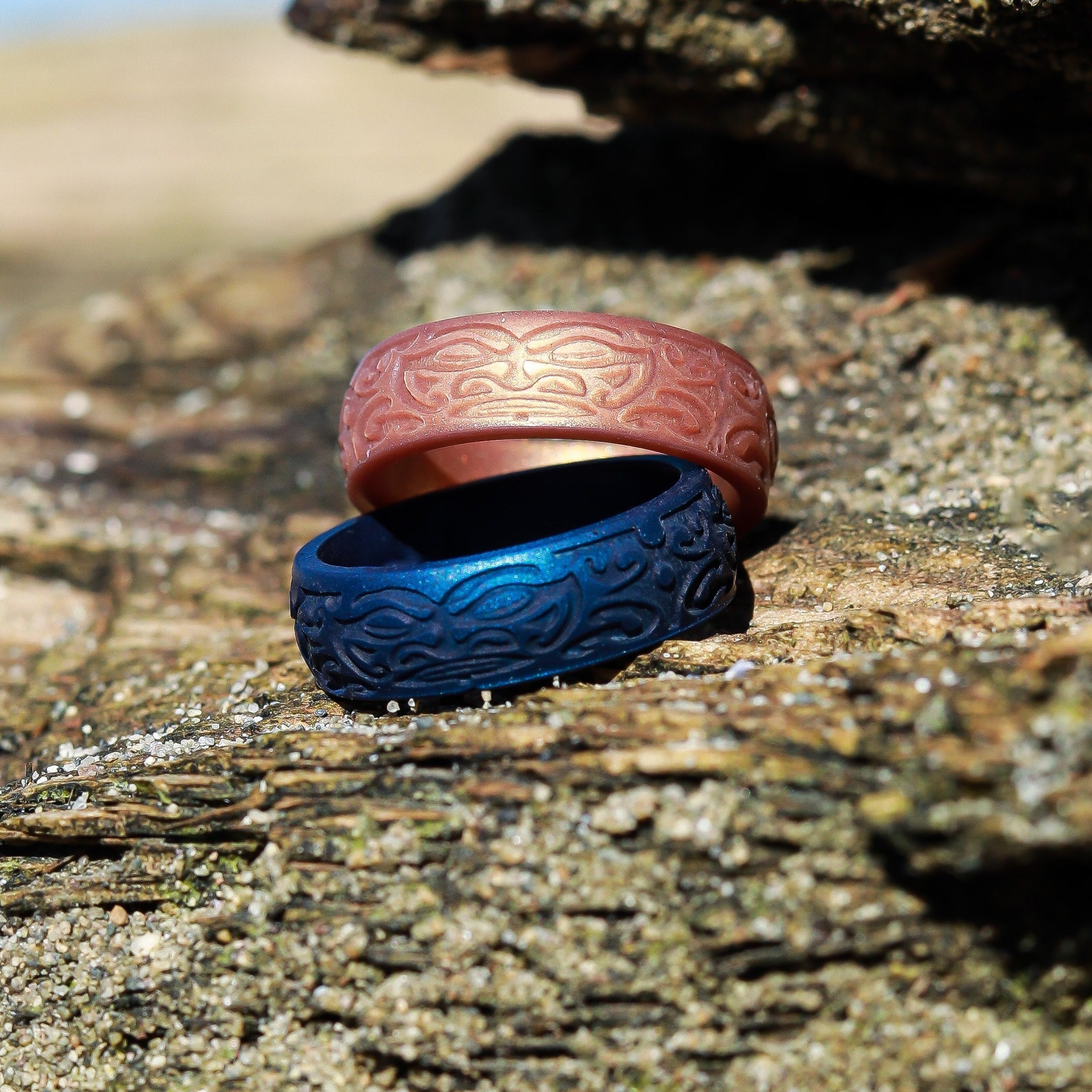 Warrior of Wisdom - Tiki God Silicone Ring - Engraved Arc 6mm