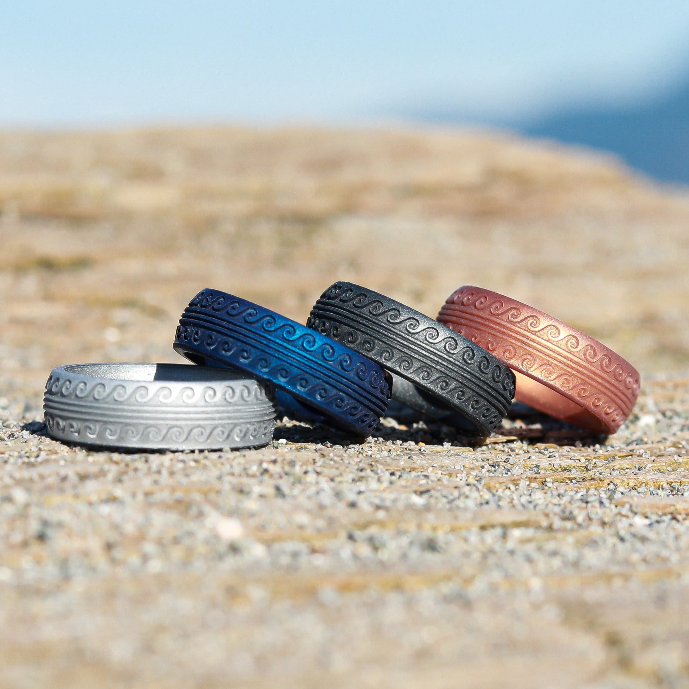 Warrior of Serenity - Big Waves Silicone Ring - Engraved Arc 6mm