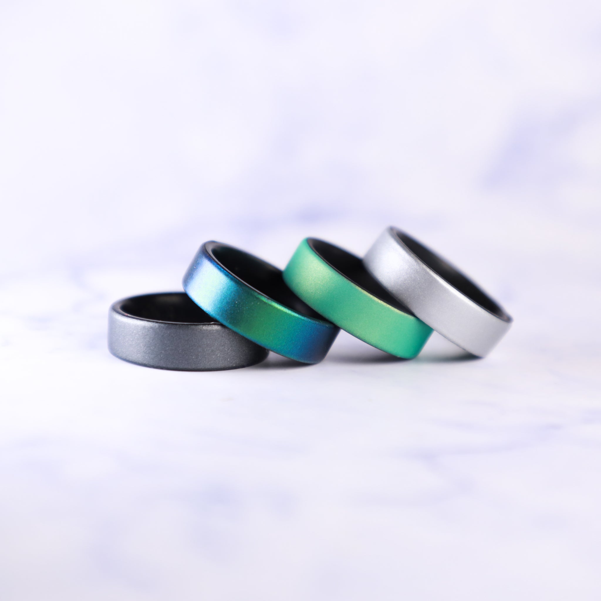 Smooth Silver Dual Layer Breathable Silicone Ring