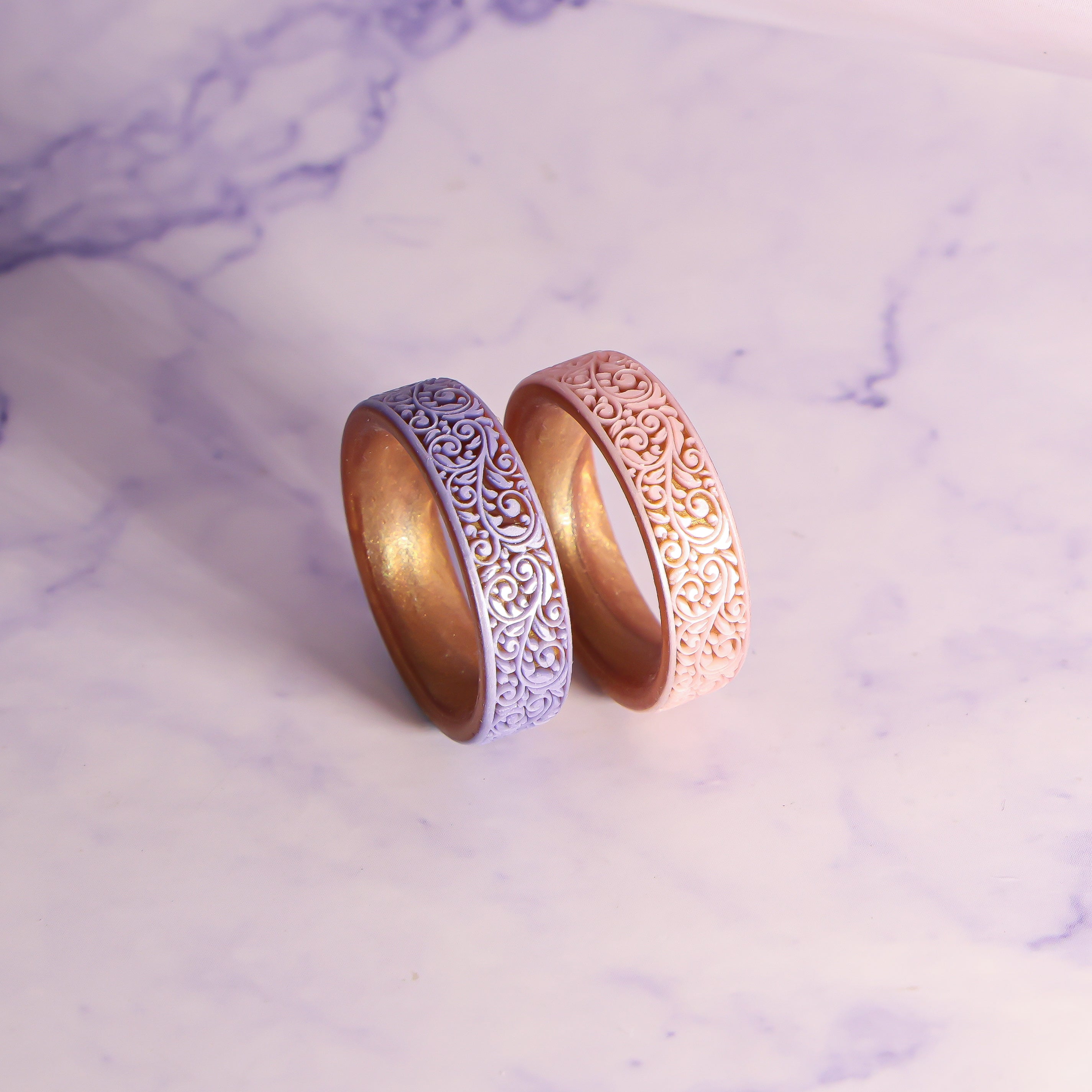 Queen of Lace Silicone Ring on Gold Dual Layer 6mm