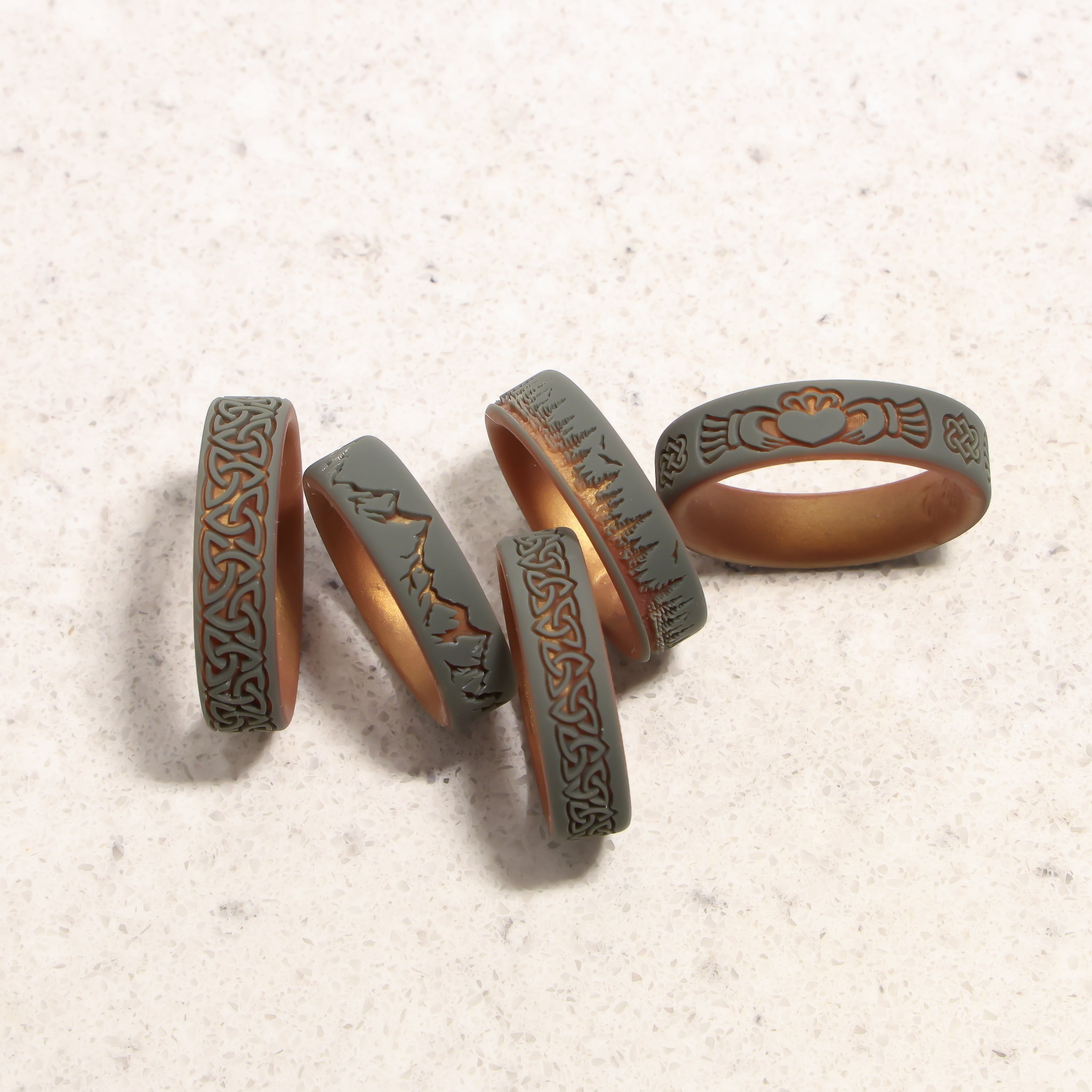 Mountain Silicone Ring on Gold Dual Layer 6mm